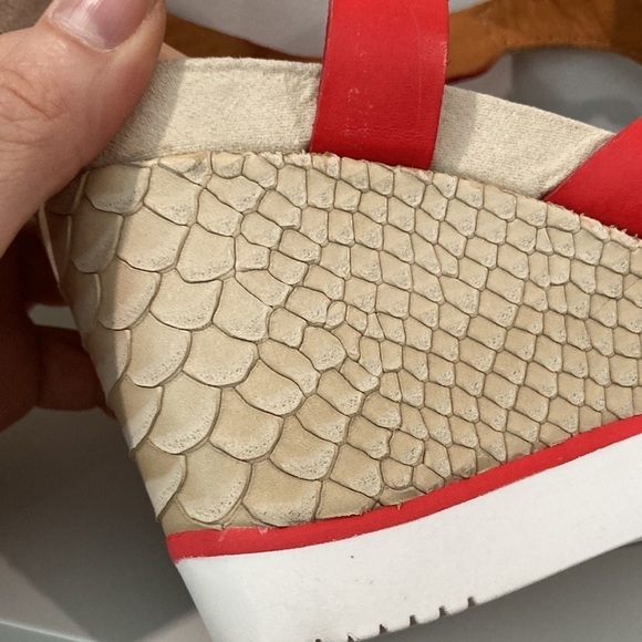 Geox Red Sophie Colour Block Sporty Wedge Sandals - Picture 11 of 16